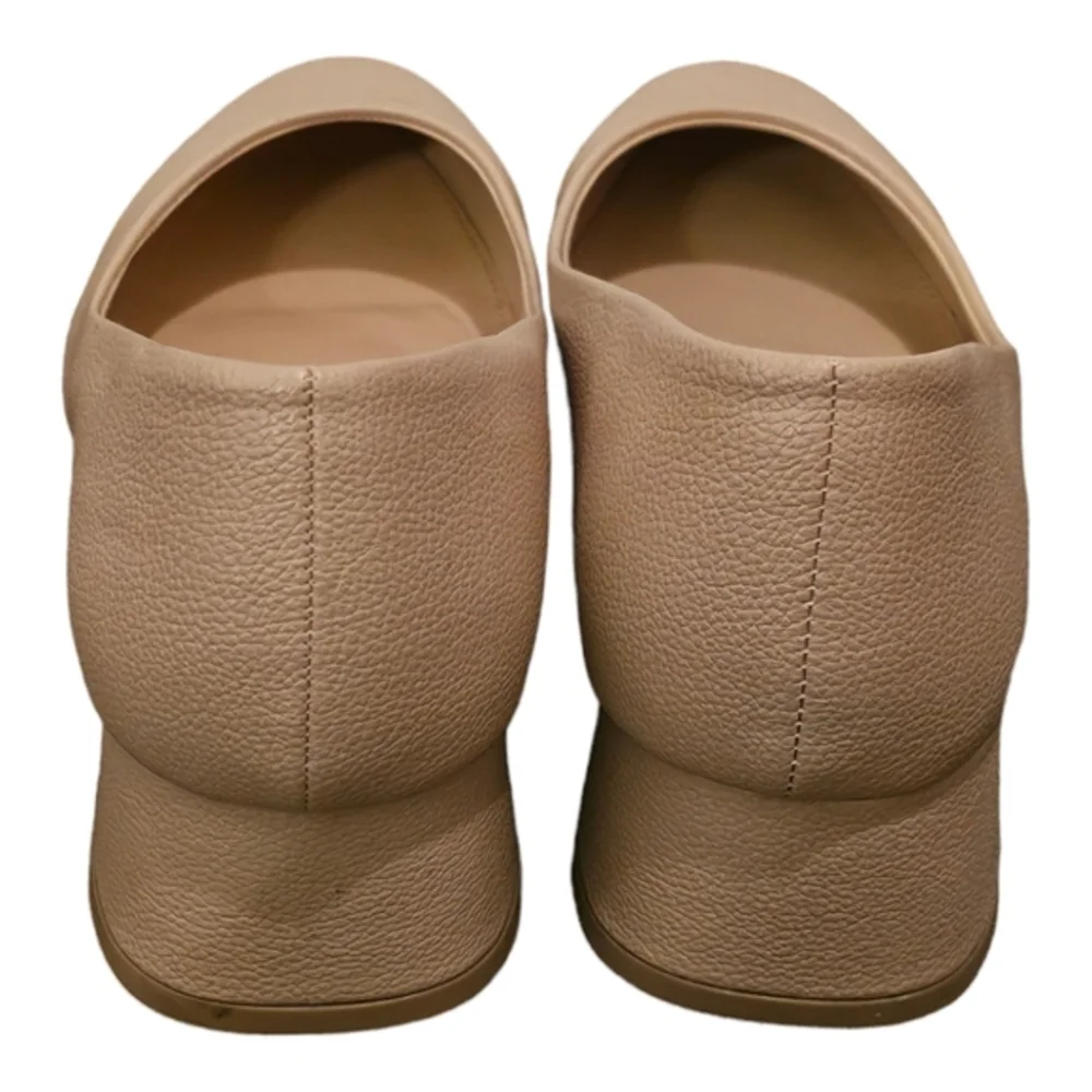 HALSTON PARIS Beige Pebbled Leather Block Heel PUMPS Heels Size 10‎